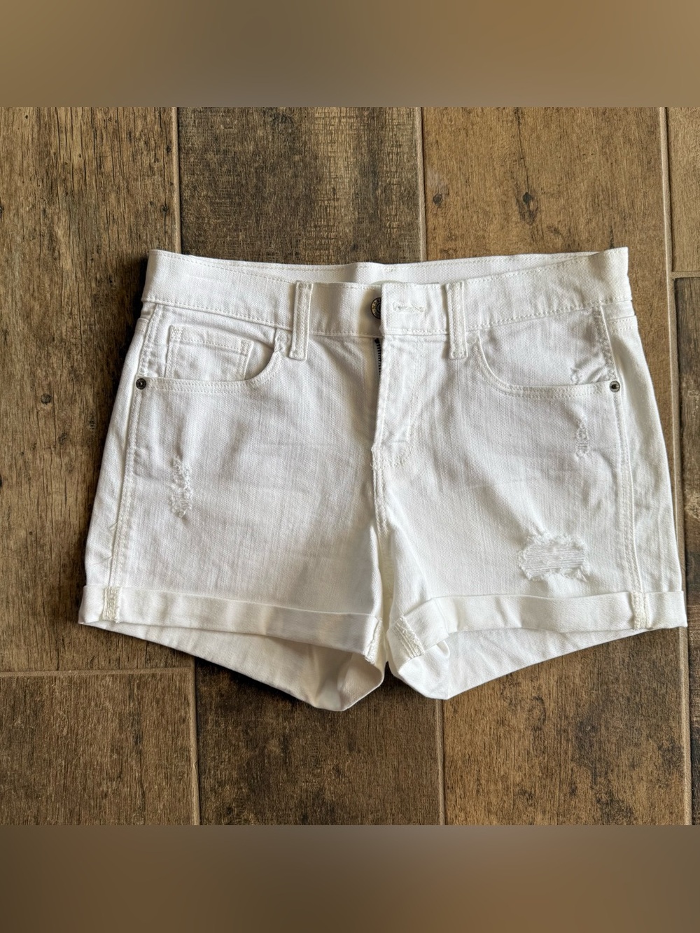 Old Navy White Cuffed Denim Shorts